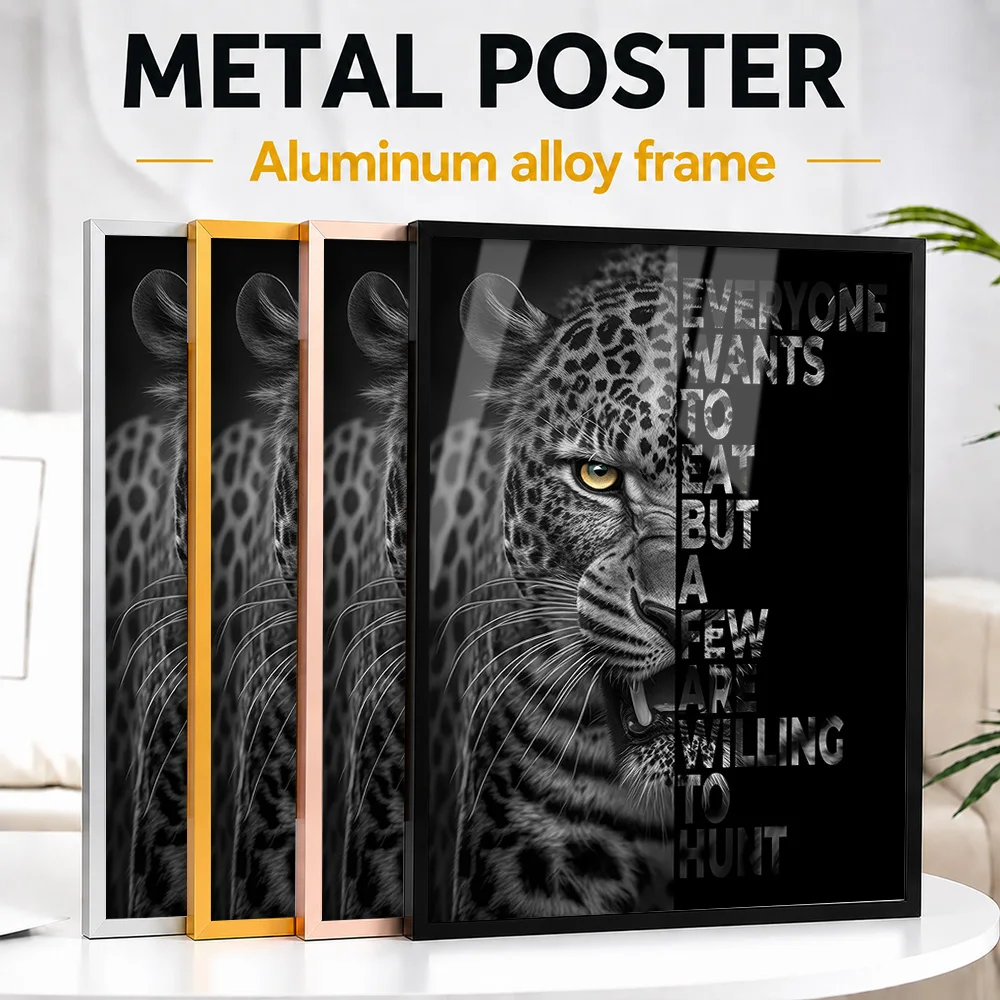 Hunting Leopard Quote Framed Metal Poster Personalized Nature Tribute Wall Art Designed For Living Room And Safari Collectors