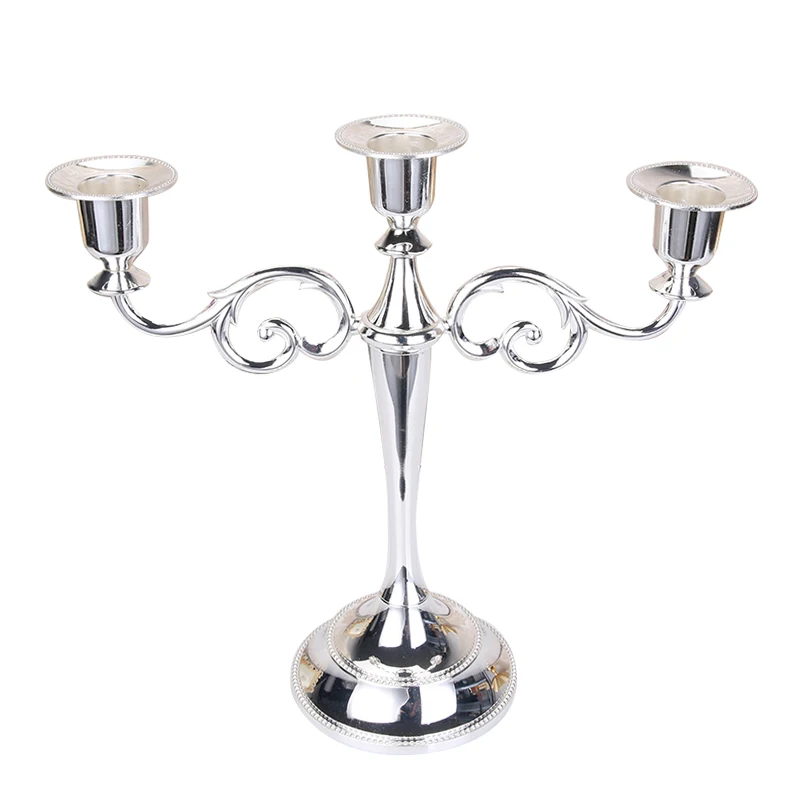 hot sale european dinner table candle 3-arms stand  metal gold candle holder for decoration