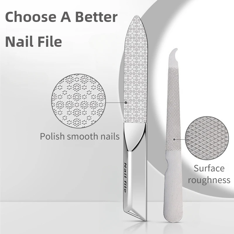 Edelstahl Doppelseitige Nagelfeile Styling Zubehör Nagellackentferner Für Puffer Maniküre Werkzeuge Für Zuhause Und Reisen