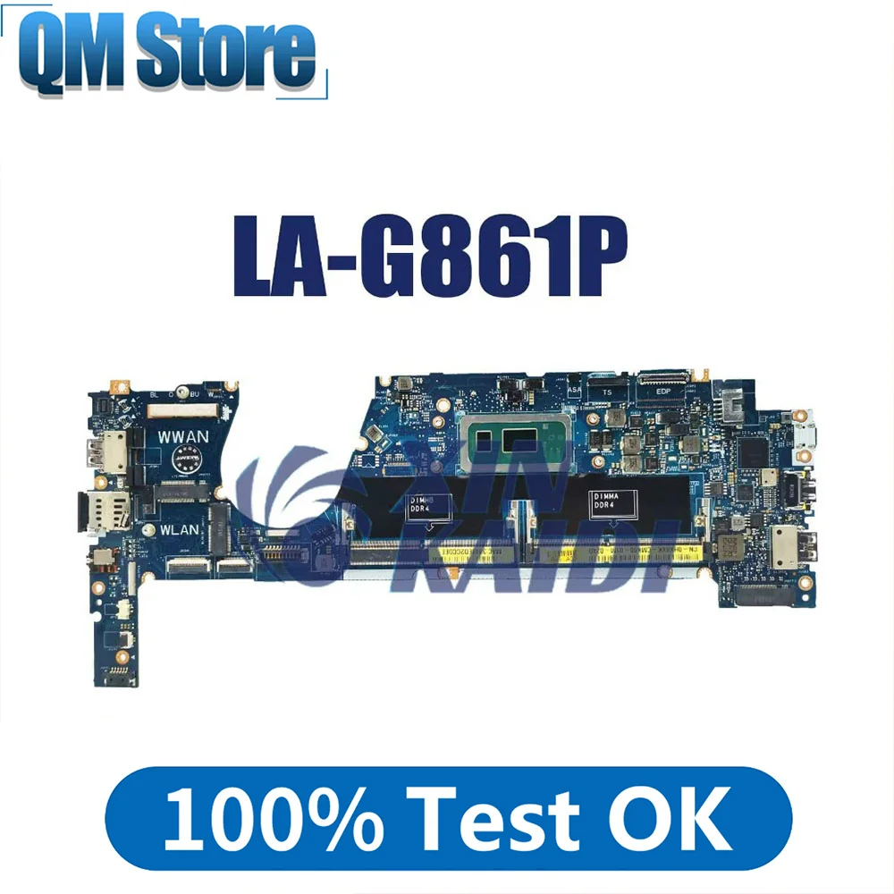 Notebook Mainboard For Dell Latitude LA-G861P 7370 0HX8XK 09XFPT 0TCDGC 0HX8XK Laptop Motherboard CPU i5 i7 8th Gen Systemboard