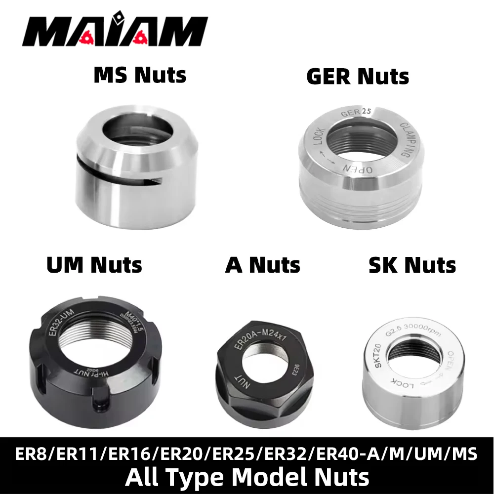 ER8 ER11 ER16 ER20 ER25 ER32 ER40 Nut A M UM SK10 SK16 CNC ER Engraving machine MS Nuts Chuck tool holder OZ32 25 20 tools