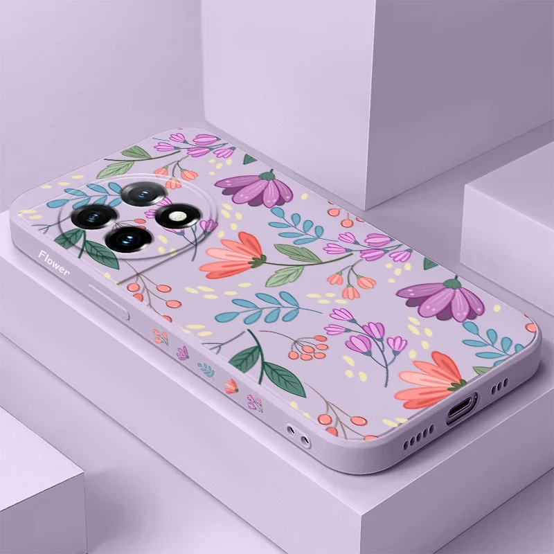 Coque de téléphone de danse à fleurs, en Silicone liquide, pour Oneplus 13 13R 12 12R 11 11R 10 10T 9R 9RT 9 8T 8 7 7T Pro 5G