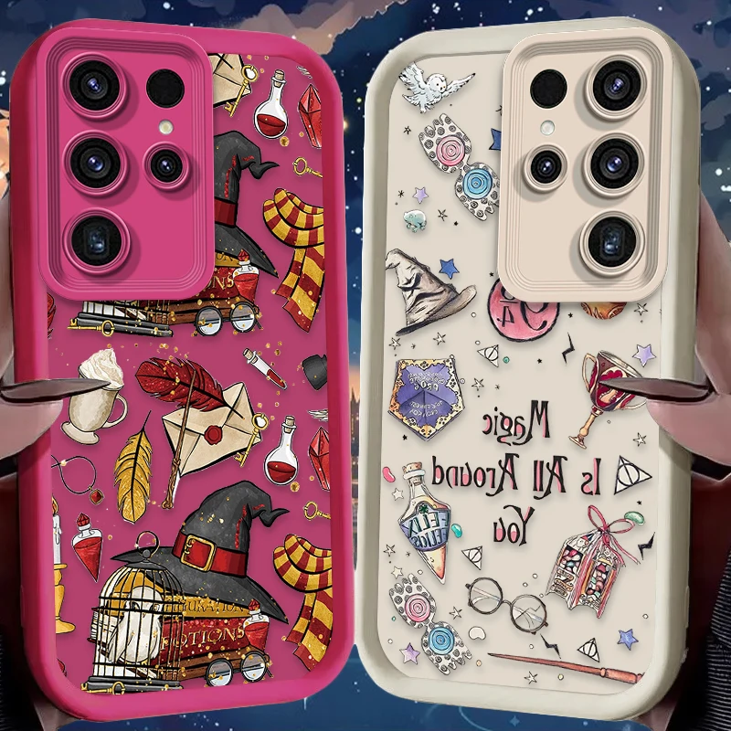 Magic Potters Wand Harries Soft Case For Samsung Galaxy S24 S23 S25 Ultra S22 S21 Plus FE A56 A36 A26 A16 A06 A15 A25 A35 A55 5G