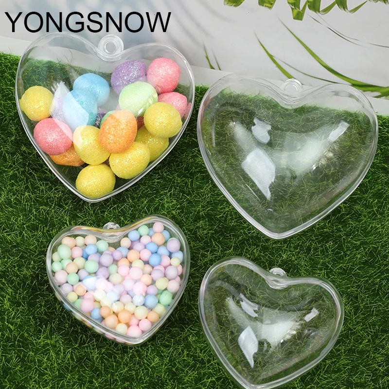 5pcs Heart Shape Candy Box Transparent Fillable Ball Candy Gift Packaging Boxes Bag For Wedding Home Decor Birthday Party Supply