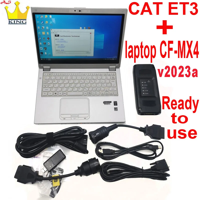 

Диагностический инструмент для грузовиков 2023 Real CAT ET3 Adapter ET 4 USB WIFI Version для cat3 active remot plus с кабелем J1939 14pin, для ноутбука CF-MX4