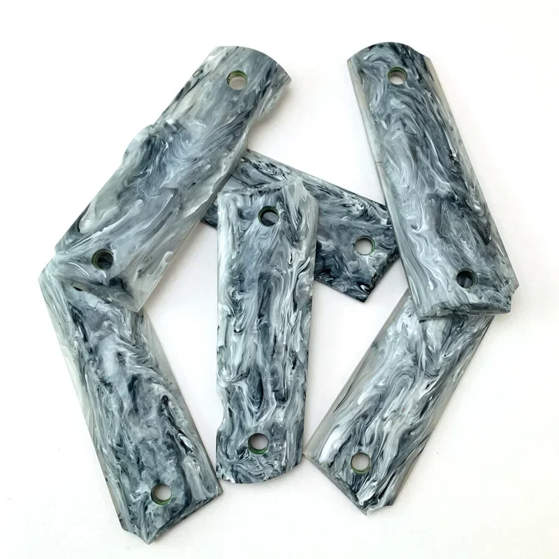 1911 Modified Handle Accessories - Marble Acrylic Grips, CNC Machined Tool Holder Material