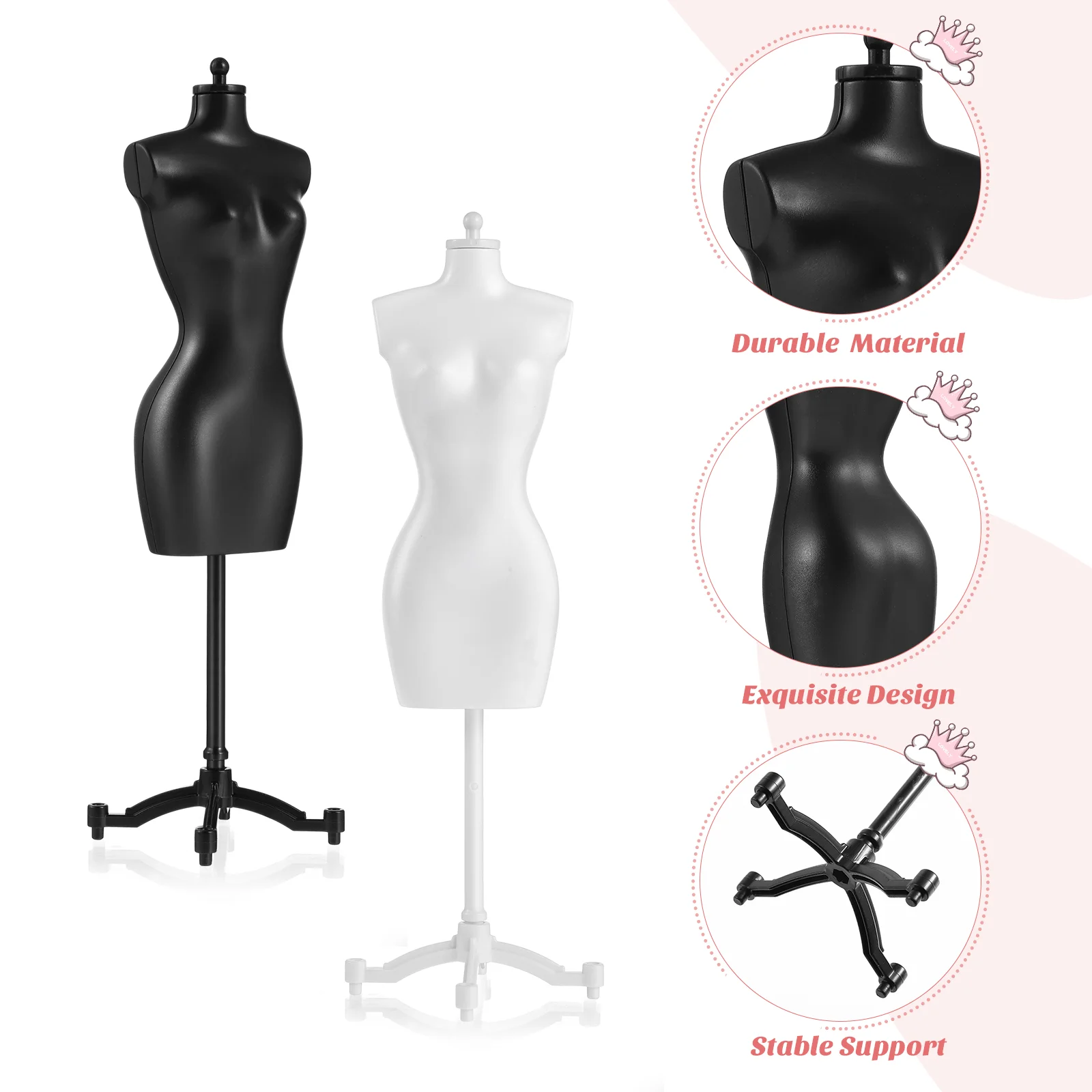 6 uds perchas de ropa modelo soporte estante de exhibición de ropa Mini maniquí miniatura mujer