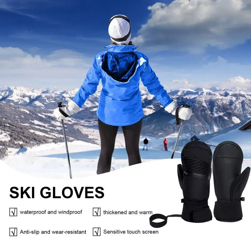 Thermal Gloves Men Windproof Mens Winter Gloves Mens Snow Gloves Thickened Cold Weather Gloves Full Finger Gloves For Skiing