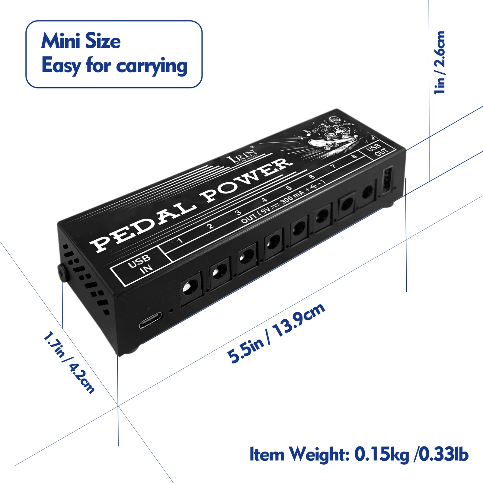 IRIN PW-3 Guitar Pedals 8 Isolated Channel 9V 300mA Outputs Guitar Pedals Electric Guitar Accessories for Guitar Performance