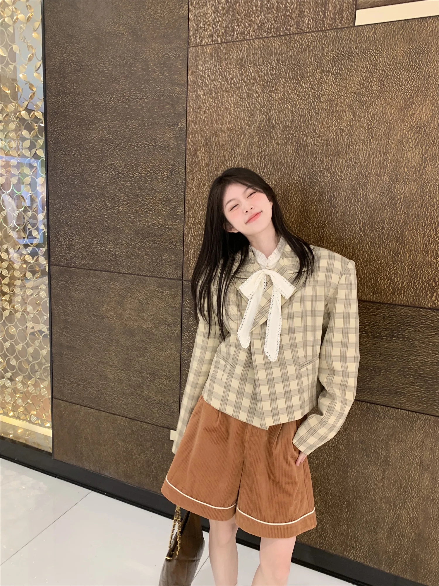 

Женский пиджак LXLILIUM в желтую клетку, дизайнерская модель 37 AM000, с длинным рукавом, на одной пуговице, для офиса