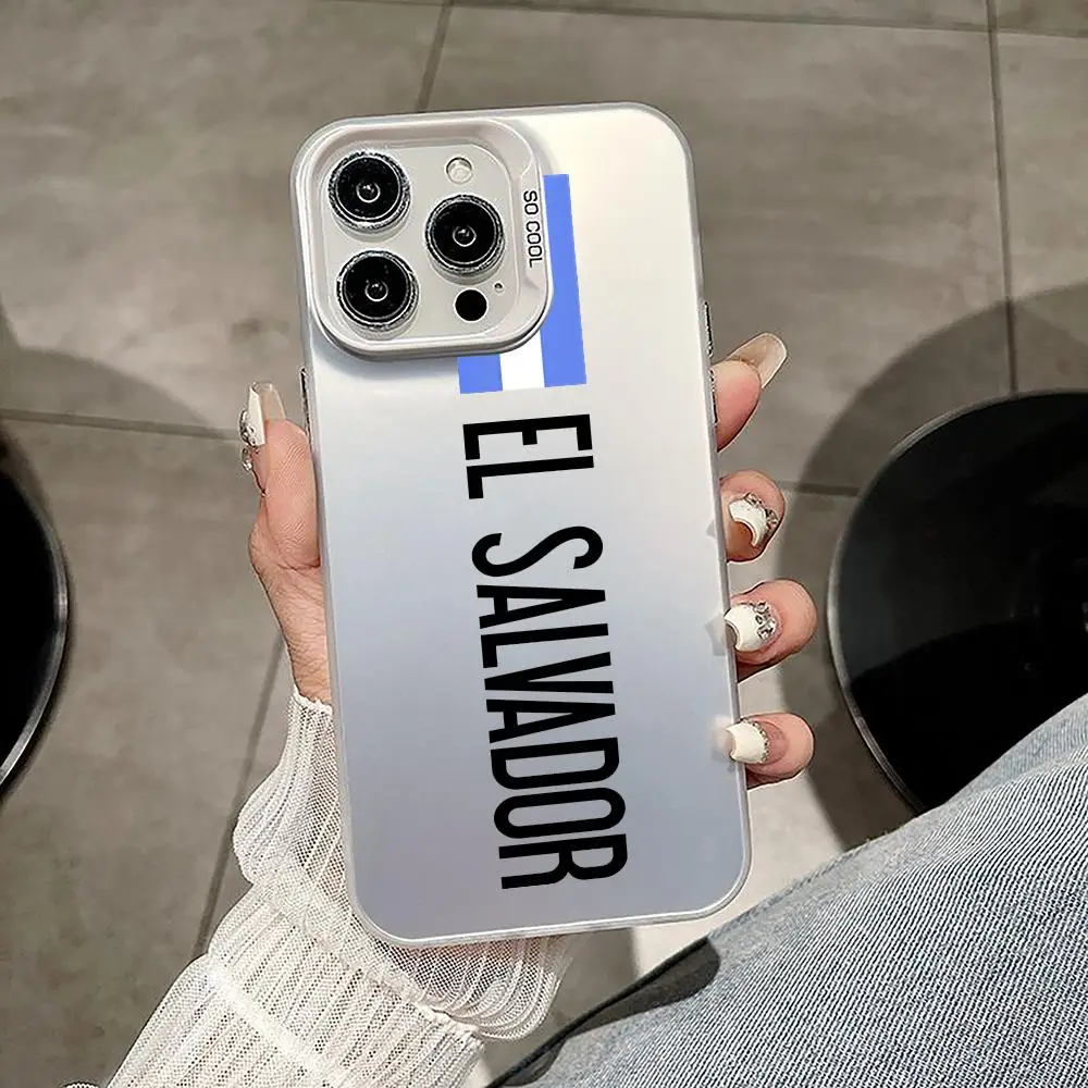 Чехол для телефона с флагом Сальвада для iPhone 17 16, 15, 14, 13, 12 Pro Max Plus Air Light, роскошный высококачественный цветной серебряный чехол Чехол для телефона с флагом Сальвада для iPhone 17 16, 15, 14, 13, 12 Pro Max Plus Air Light, роскошный высококачественный цветной серебряный чехол