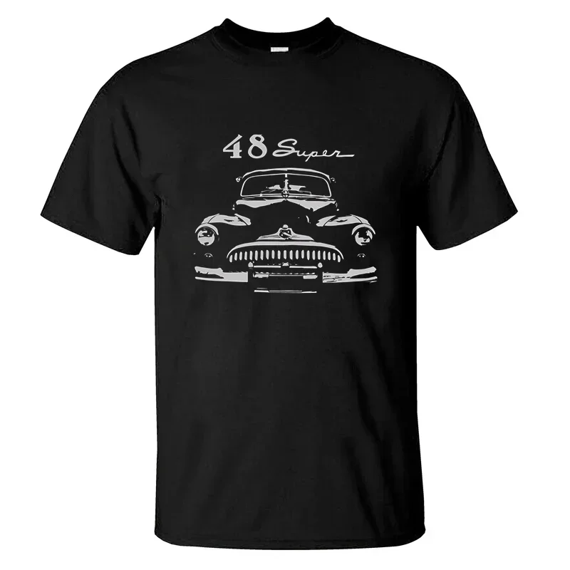 

2024 Men T Shirt Casual 1948 Buick Super Classic Antique Car T-shirt Graphic Summer Short Sleeves 100% Cotton S-3XL Cool Tee