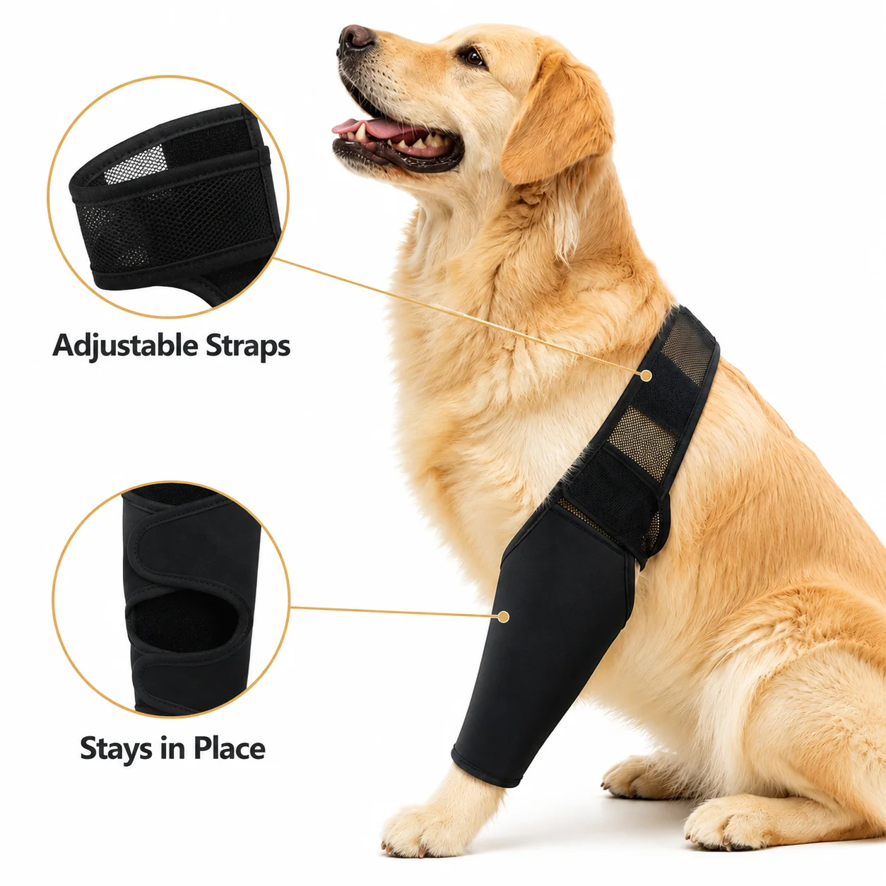 Dog Front Leg Protector Breathable Pet Recovery Sleeve Adjustable Anti Licking Elbow Guard Wound Protection Brace for Medium Lar view 4