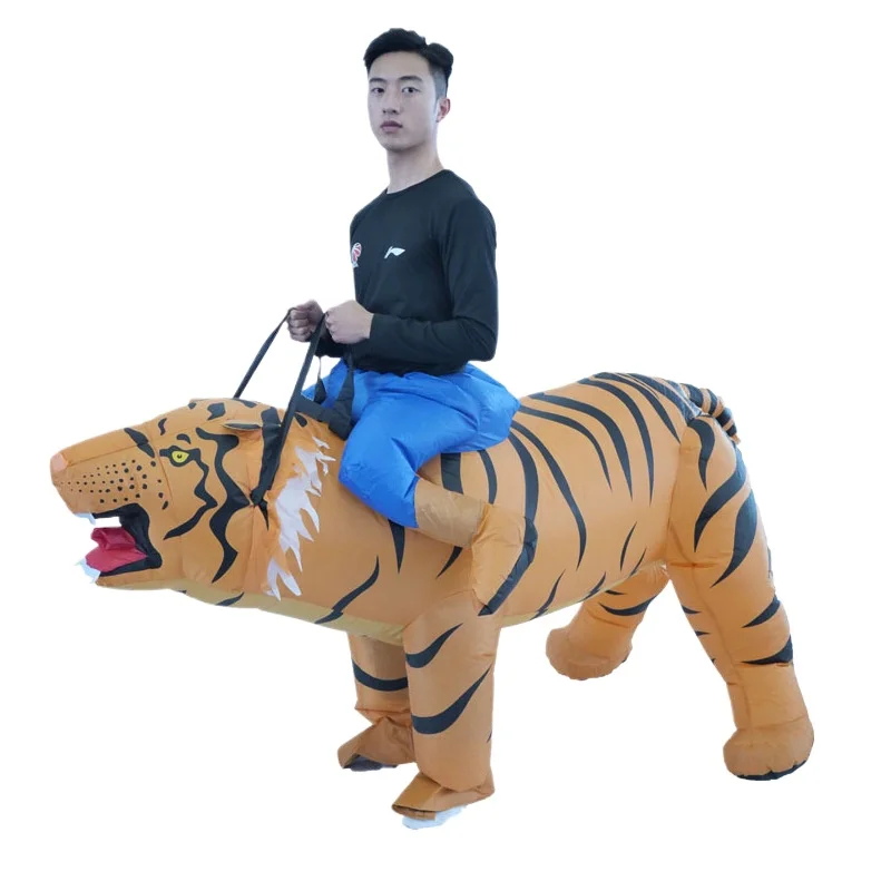 Riding Tiger Inflatable Costume Halloween Party Funny Performance Prop Cartoon Inflatable Suit