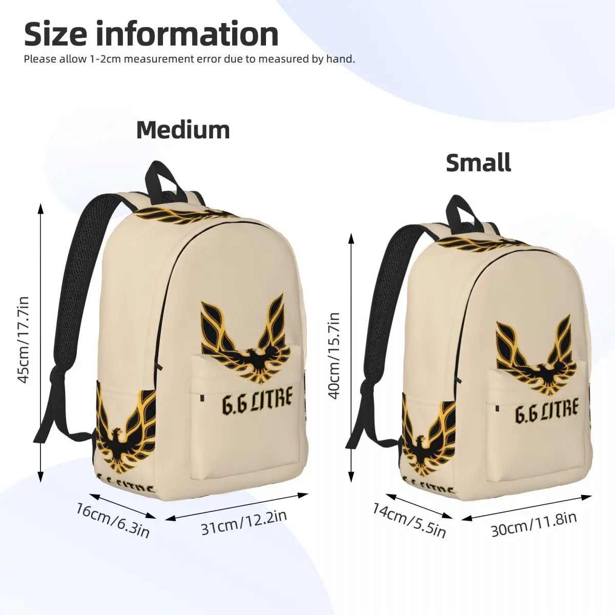 Trans Am Litre Firebird Bandit Golden Bird Backpack Daypack Large Capacity Children BookBag School Bag Shoulder Bags