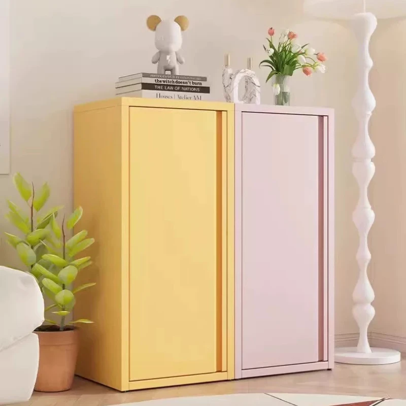 

Кремовый металлический шкаф с одной дверцей, вместительный многоцветный органайзер-полка для спальни, мягкий декор для дома