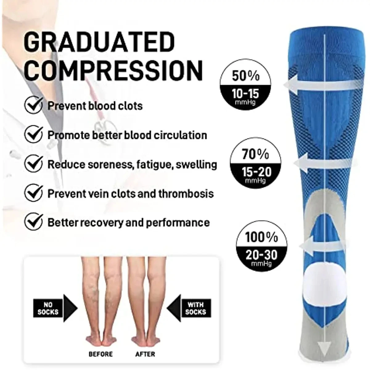 Cycling Compression socks for Running Medical Basketball Sports Socks for Football Blood Circulation Edema Varicose Veins Socks