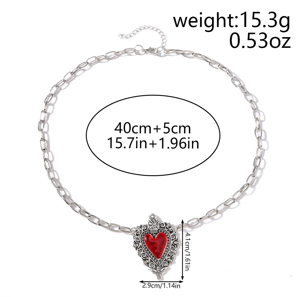 Aihua Y2K Vintage Herz Anhänger Halskette für Damen Herren Charm Halskette Grunge Punk Modeschmuck ﻿ Halsband Halskette Unisex – Detail 7