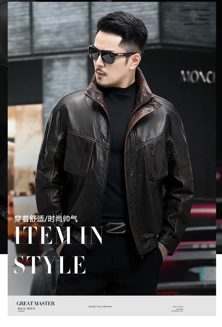 

YR!Free shipping.2023 Brand new soft comfortable real leather jacket.fashion quality Men cowhide coat.Cool leather outwear