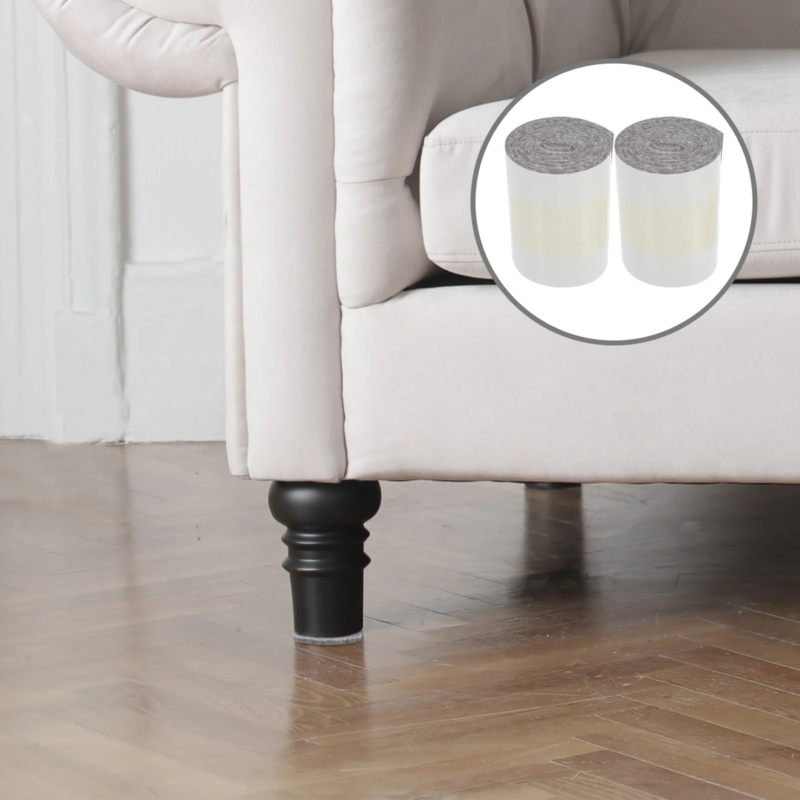 

2 Rolls Self-Adhesive Felt Strips Heavy Duty Furniture Pads Floor Protectors Long Lasting Chair Leg Covers Easy Install Durable