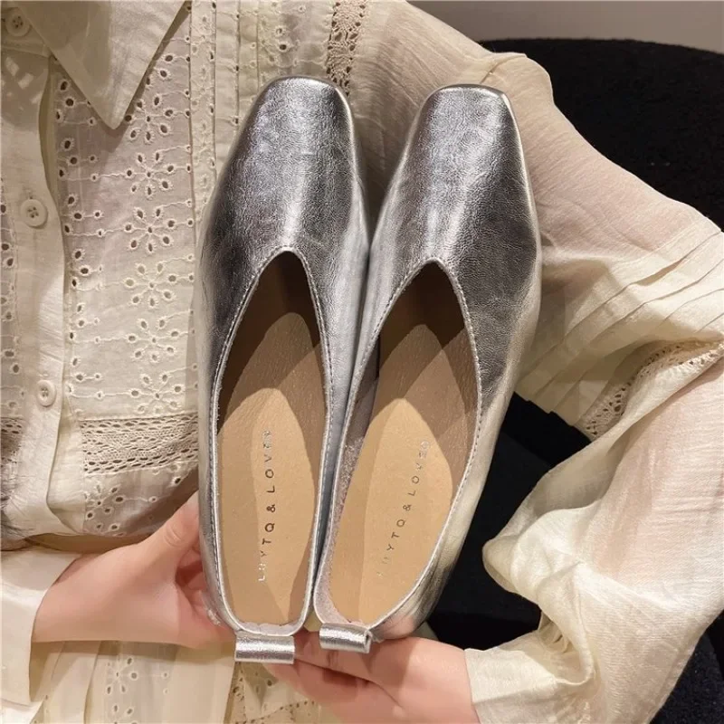 

Бабушкины туфли, универсальная женская обувь с квадратным носком и неглубоким носком, мягкое платье в стиле ретро, летние новые весенние бабушкины туфли на плоской подошве с квадратным носком