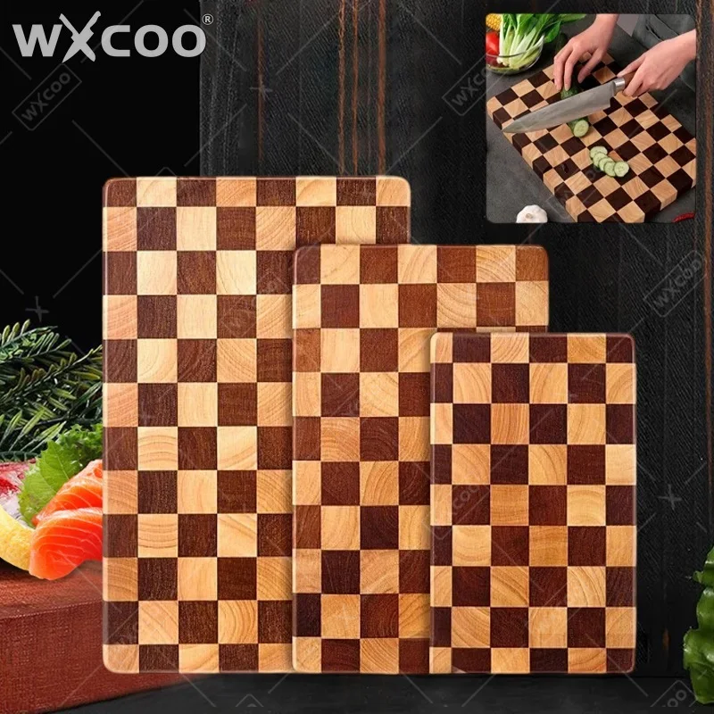 

WXCOO Acacia Wooden Cutting Board Splicing Thicken Non-slip Chopping Board Checkerboard for Cut Fruit Vegetable