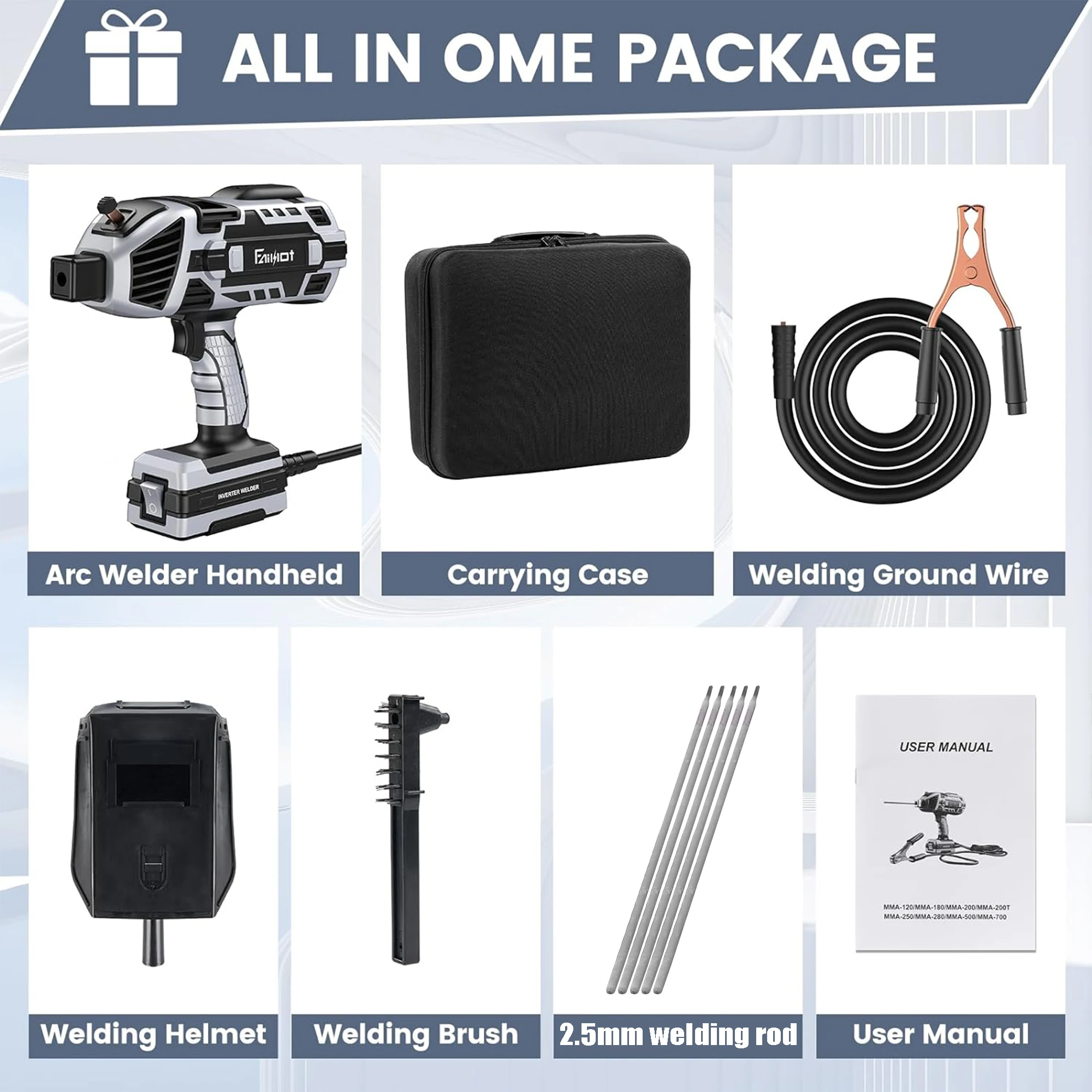 Portable welding machine, 110V handheld welding machine with IGBT inverter, 6 variable current regulation