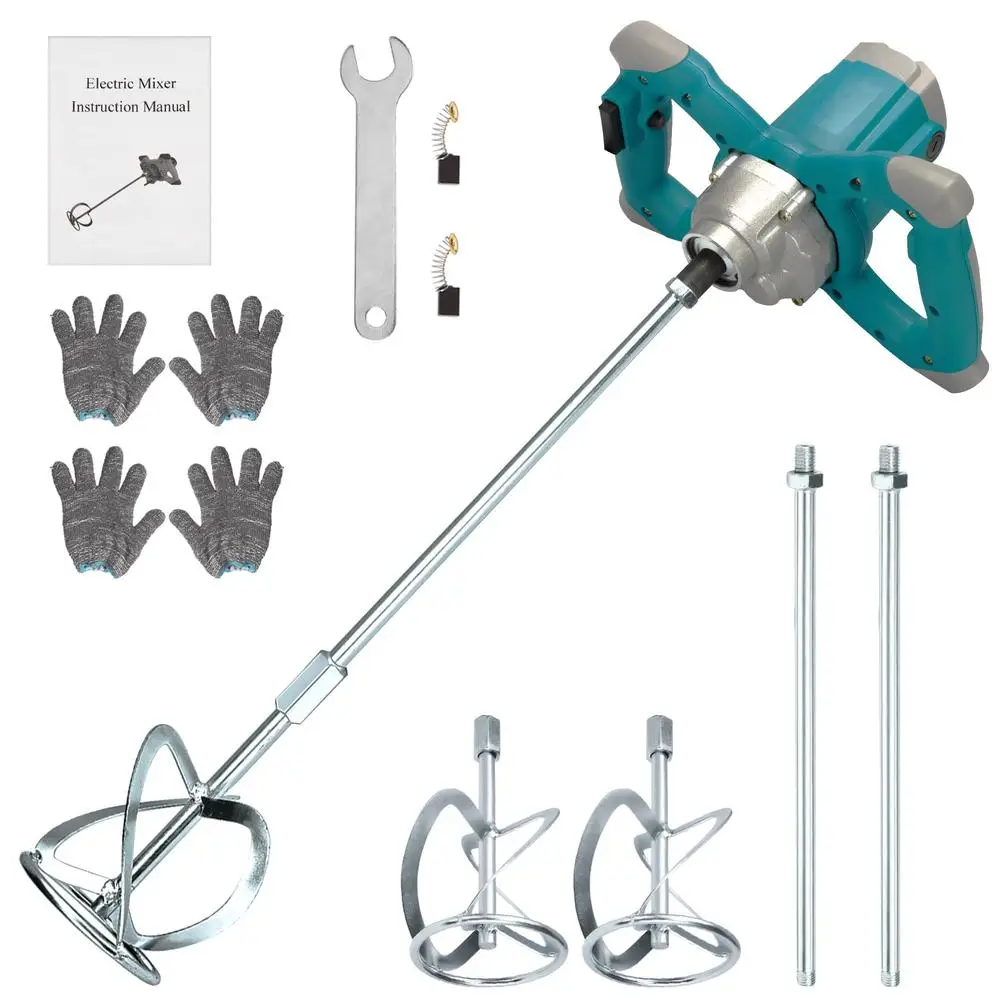 2600W Electric Handheld Cement Mixer 6 Speed 110V Motar Paint Grout Plaster Powerful Copper Motor Detachable Design 6-Speed