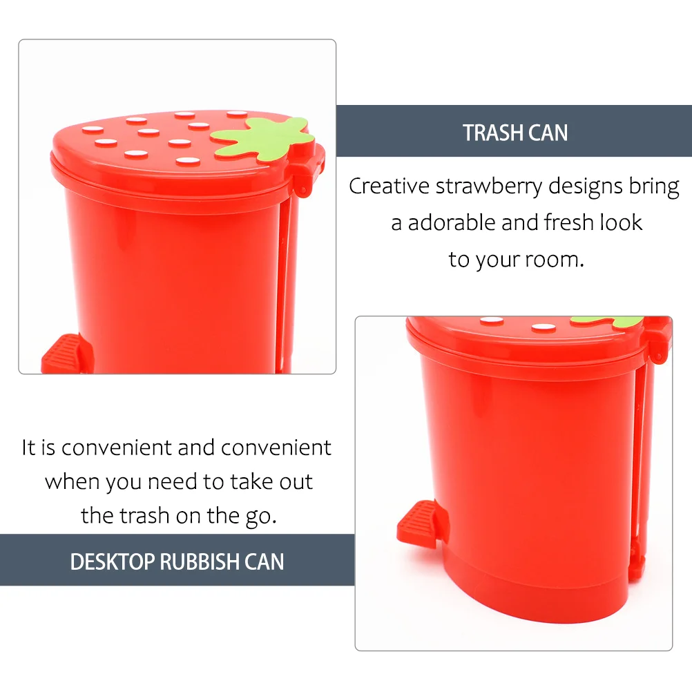 Wastebasket Desktop Trash Bucket Adorable Garbage Storage Can Table Strawberry Shaped Child