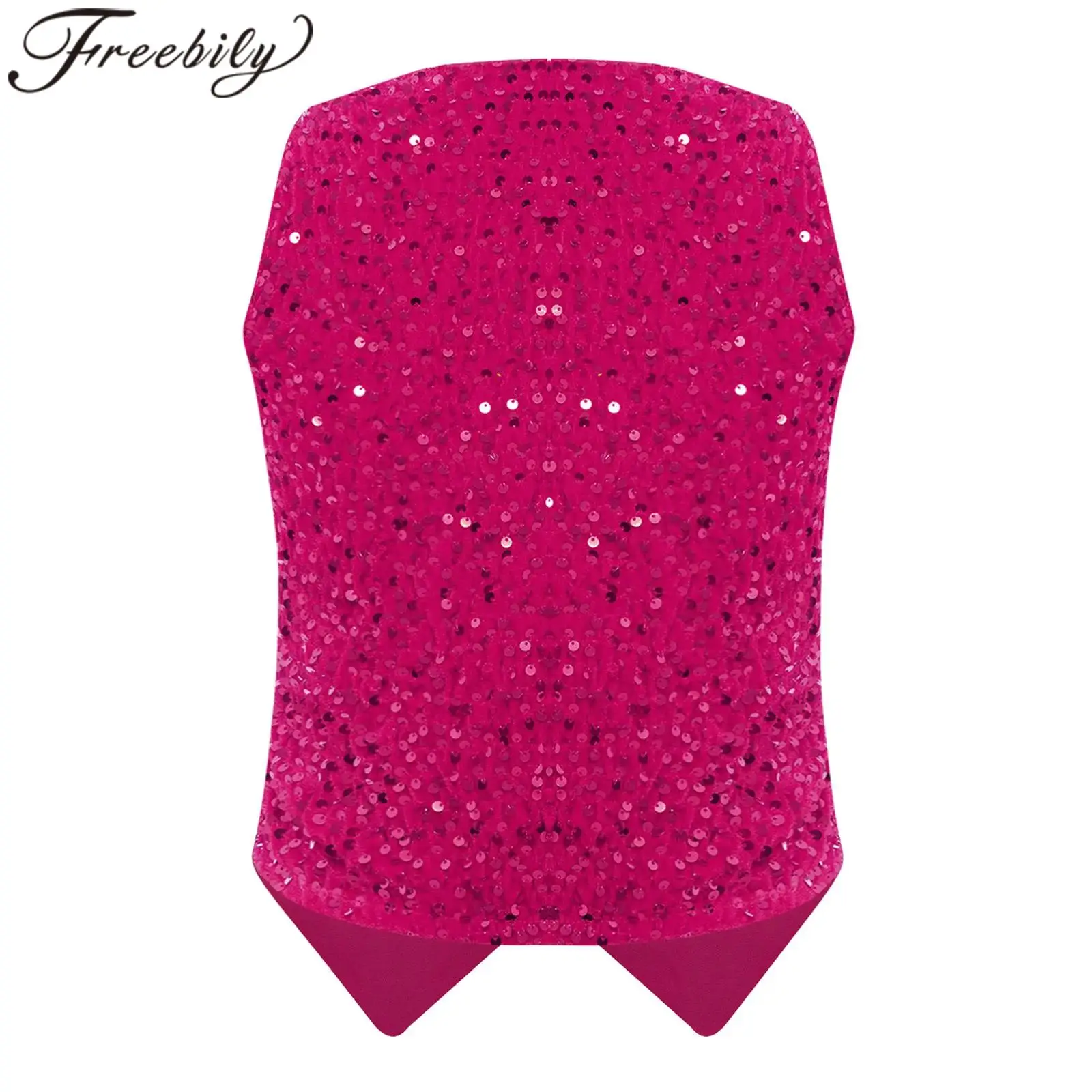 Lady Fashion Waistcoat Vests for Women V-neck Sleeveless Vest Music Festival Sequin Party Tops Cocktail Party Rave Disco Outfit