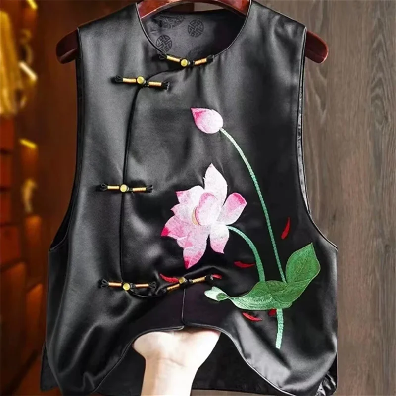 Frauen Jacken Weste Chinesischen Stil Nationalen Wind Gestickte Weste neue Retro top Mode Temperament Lotus Ärmellose Mantel XQ262