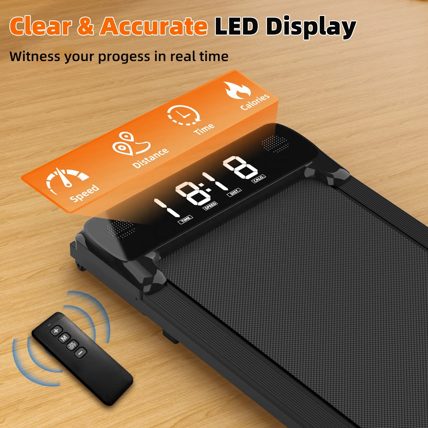 Precision Engineering Foldable Electric Treadmill Portable Walking Pad Running Machine with LED Screen for Home Office Gym