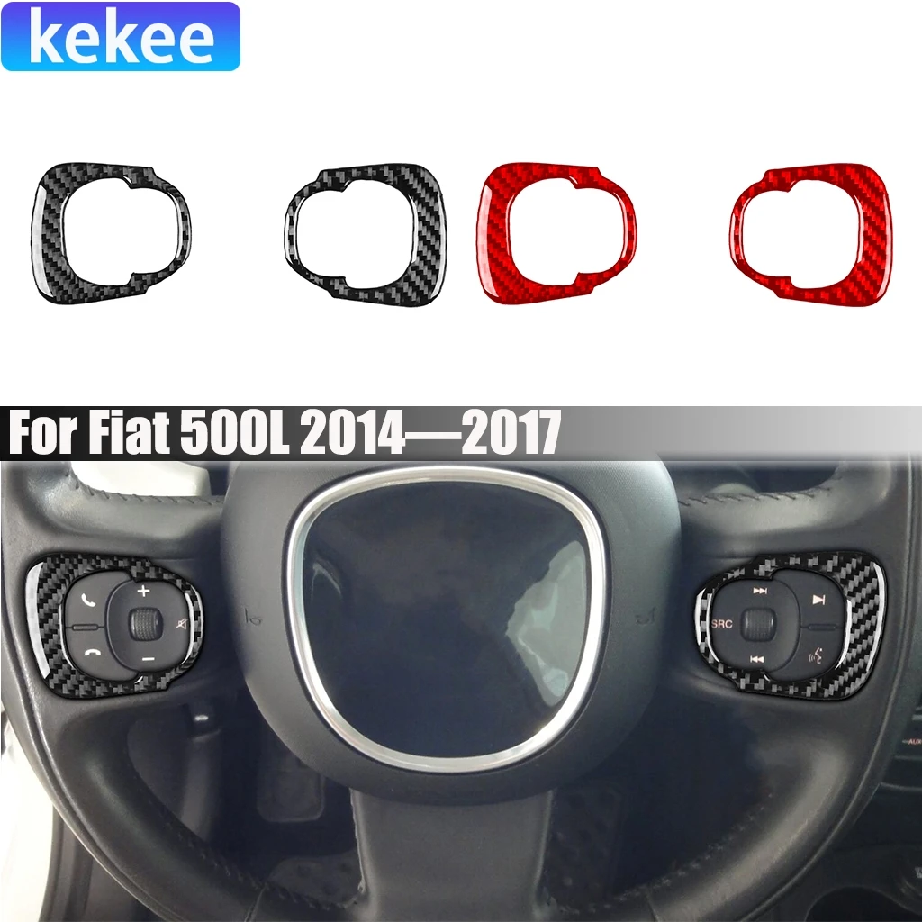 

Carbon Fiber Car Accessories Driver Wheel Button Decorative Modified Interior Trim Soft Cover Sticker For Fiat 500L 2014-2017