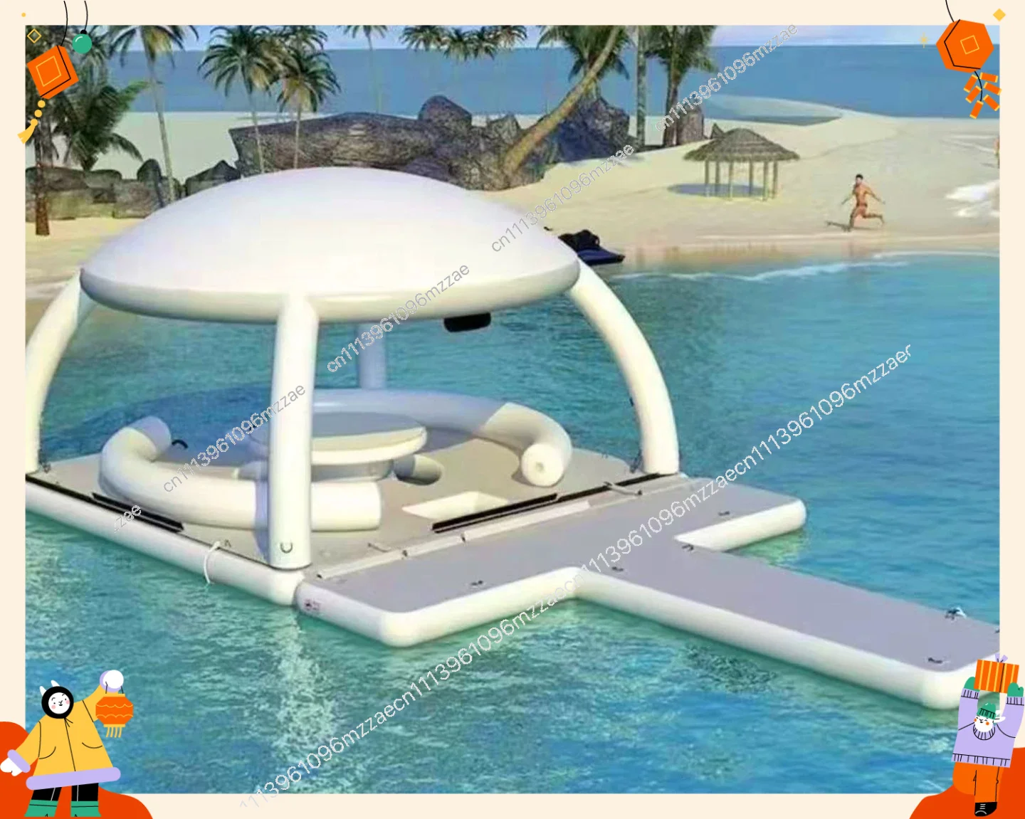 Inflatable Water Floating Table Tent Leisure and Entertainment Bar Awning Sea Floating Bed Floating Board