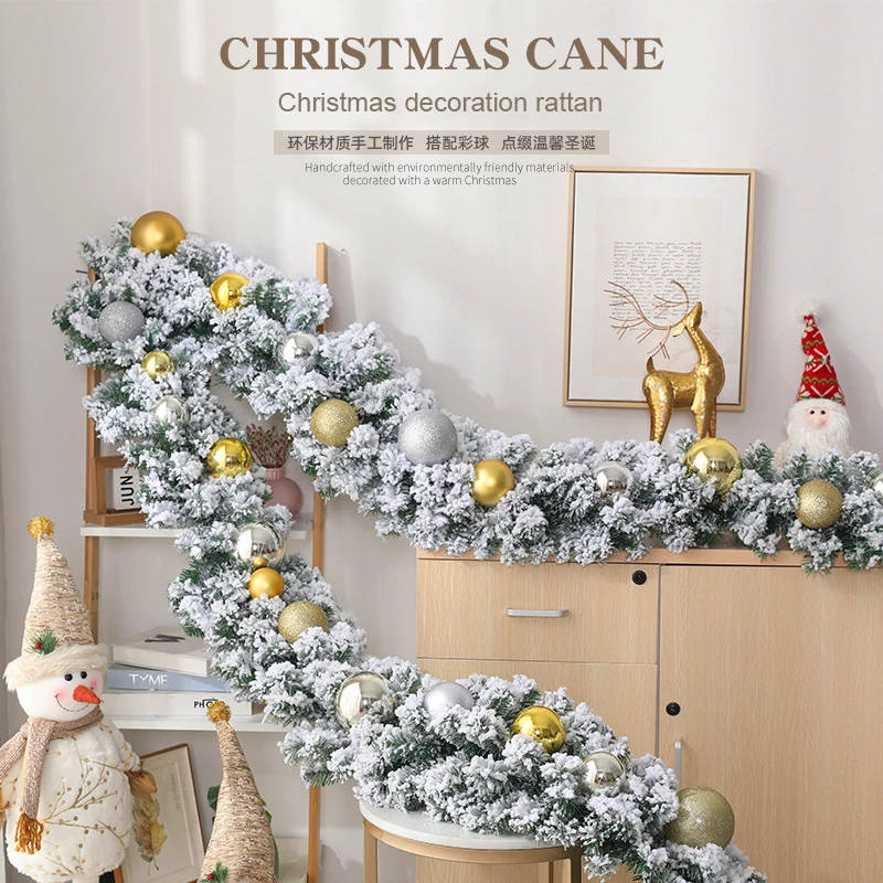 

Christmas Decoration White Snowfall Plush Vine Set Home Decoration Hotel Shopping Mall Window Front Desk Pendant, Christmas Ball