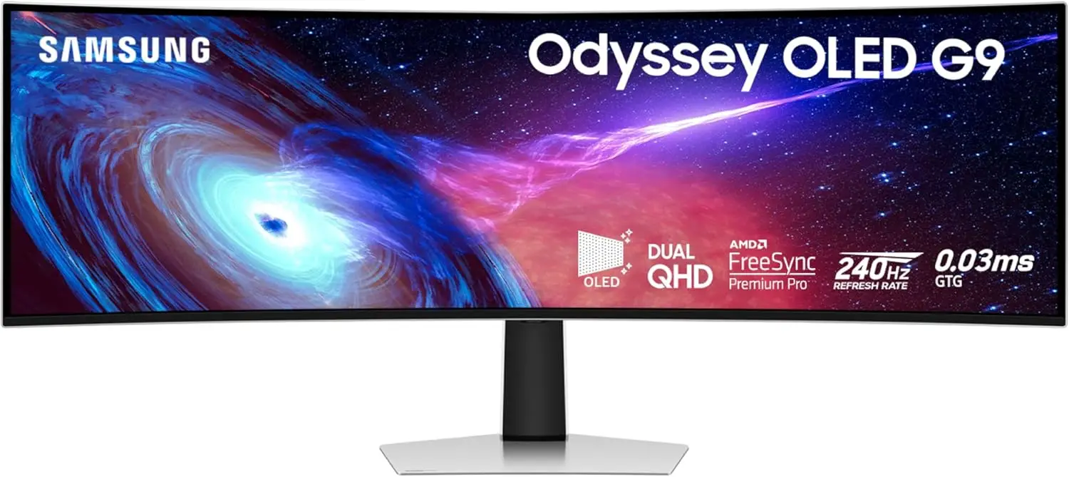 

Изогнутый игровой монитор, QD-OLED, 240 Гц, 0,03 мс, DQHD, совместимость с G-Sync, FreeSync Premium Pro, регулируемая подставка