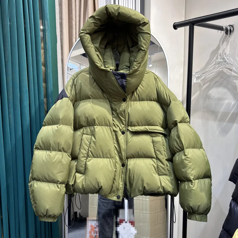 

Зимняя куртка Parker на белом утином пуху 90, женская стеганая куртка с большим карманом и капюшоном, женская свободная теплая короткая куртка-пуховик