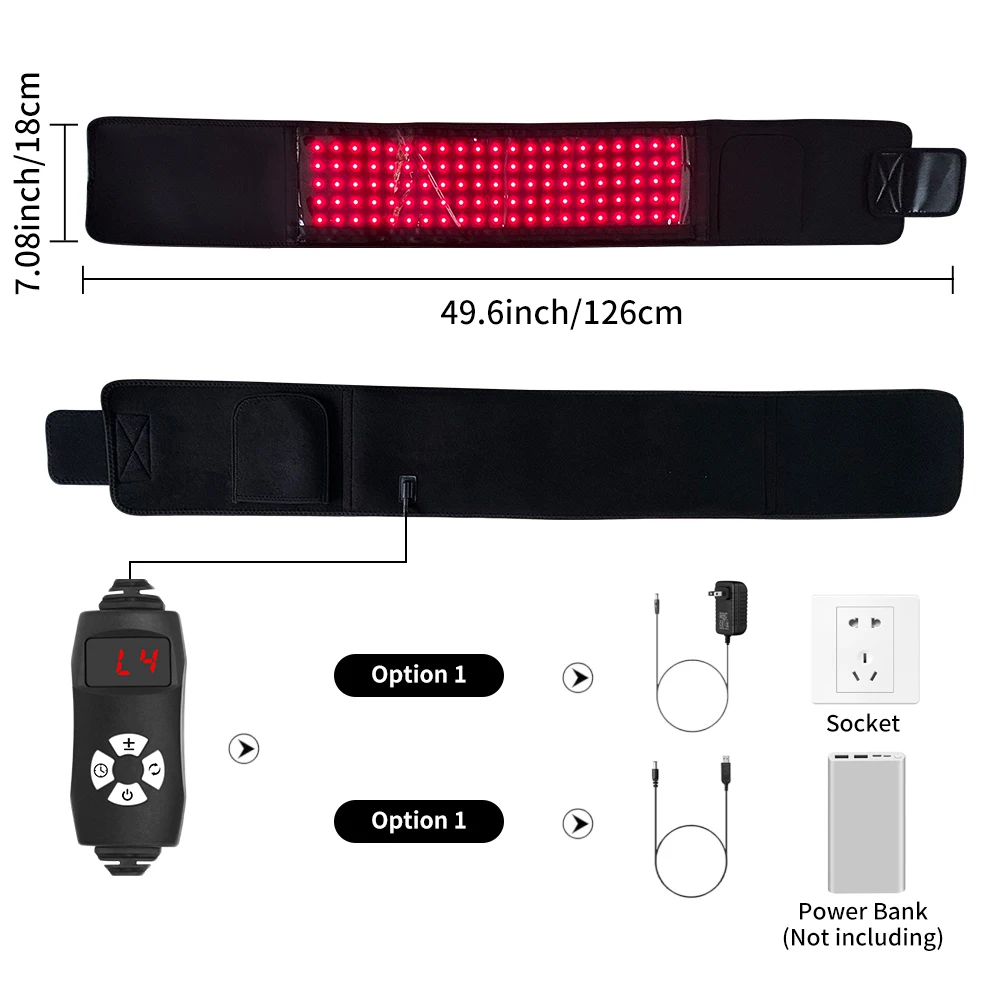 赤色光ベルト 660nm 850nm 近赤外線光療法、体のリラックス、筋肉の炎症、循環の改善に