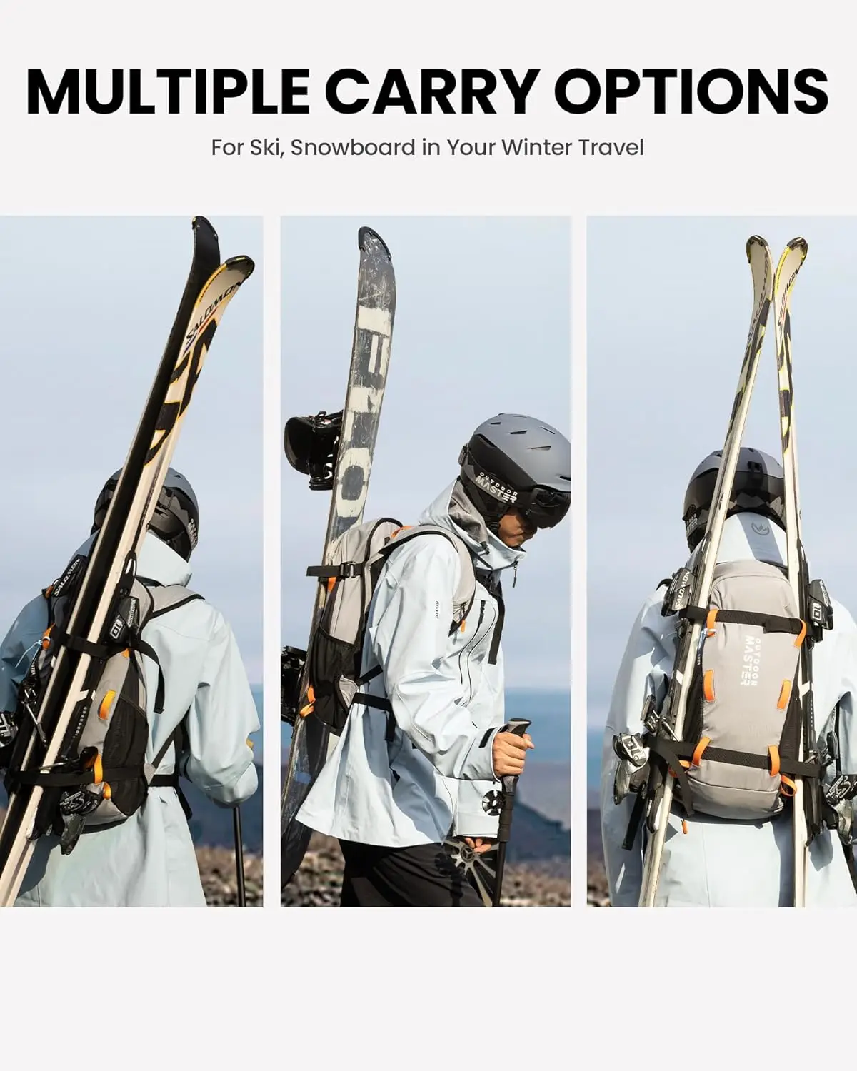 عبوة ترطيب الثلج، حقيبة نهارية للسفر سعة 18 لترًا للتزلج على الجليد والتزلج والمشي لمسافات طويلة وركوب الدراجات - مصنوعة من مواد معاد تدويرها - أسود