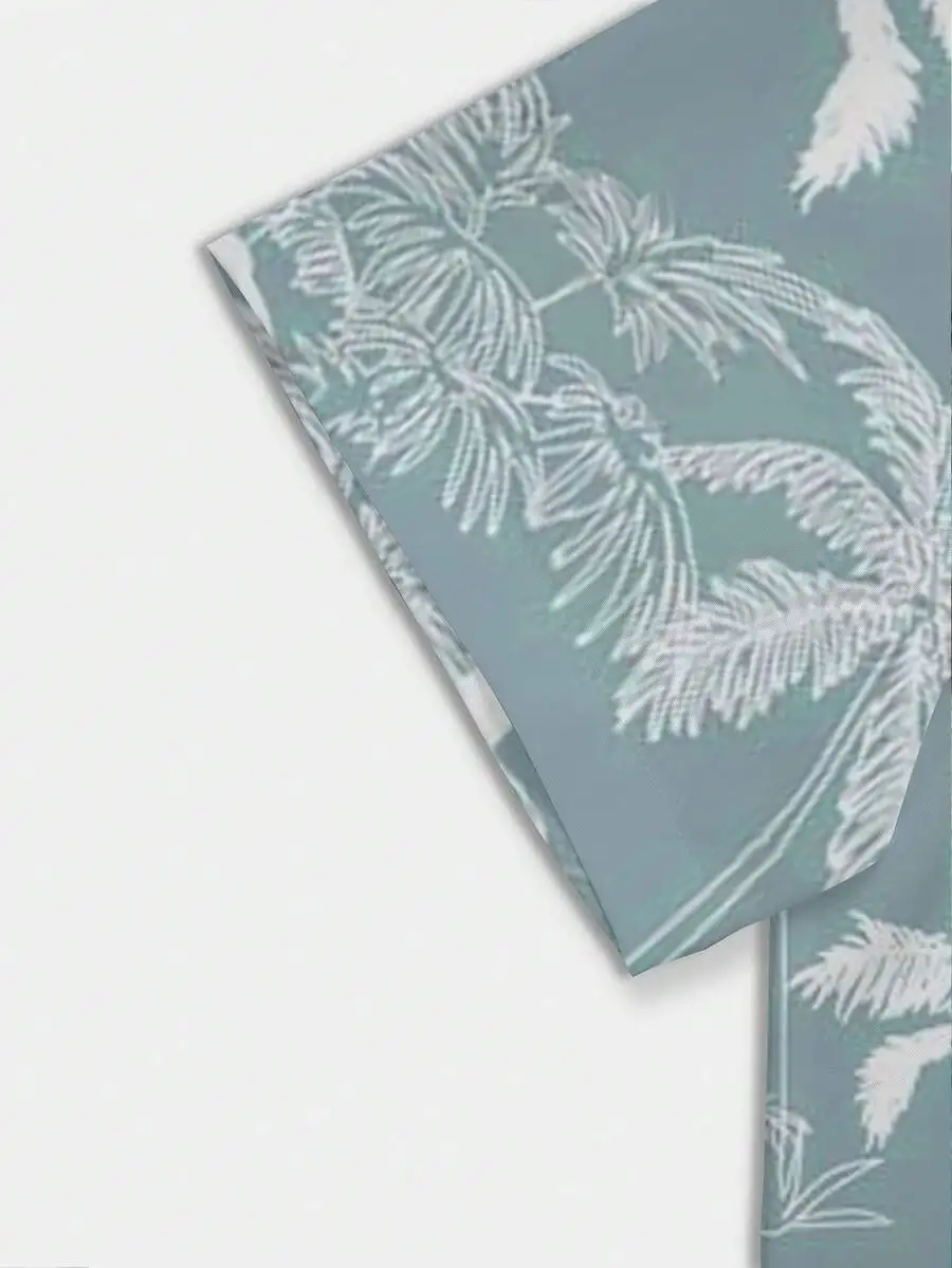 

Palm Tree Print Short Sleeve Casual Shirt For Adults