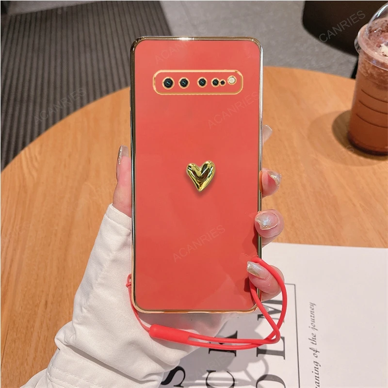 3D Gold Heart Plating Silicone Soft Case For Samsung Galaxy S10 Lite S9 Plus S8 Cover On S 10 9 8 S10lite S10plus S9plus S8plus