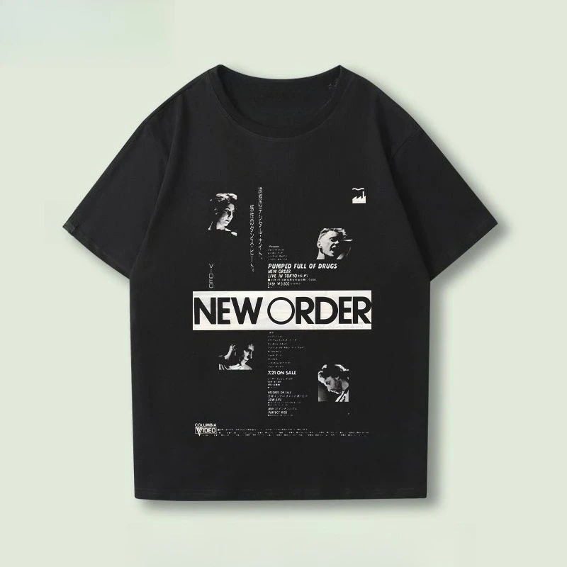 

Men's and Women's Pure Cotton Summer American High Street Vintage Half-sleeved New Order Rock Band Short-sleeved T-shirt