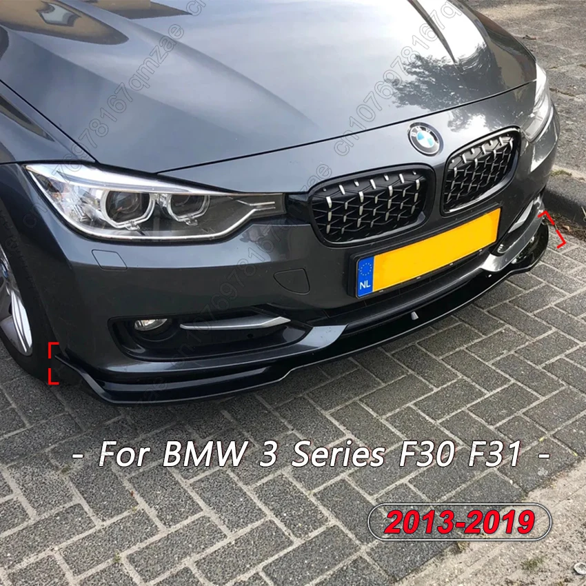 3PCS Car Front Bumper Lip For BMW 3 Series F30 F31 2013-2019 Black Body Kits Spoiler Splitter ABS Bumper Canard Lip Splitter