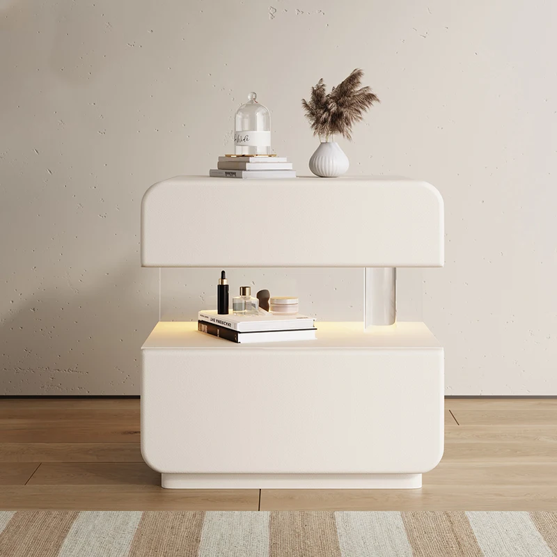 بريق الحديثة العصرية طاولة السرير كريم نمط ضوء الفاخرة طاولات السرير الحد الأدنى الفاخرة Mesitas De Noche أثاث غرفة نوم