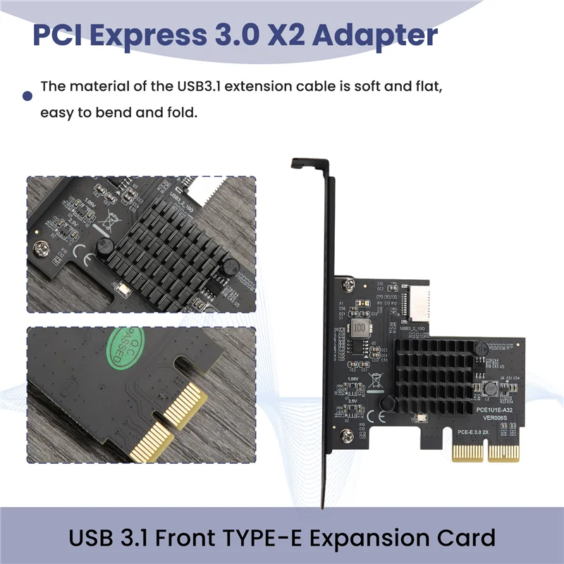 

Well Made-PCI-E 2X к USB3.1 A-Key Gen2 Передняя плата расширения типа E, 10 Гбит/с Тип E Внутренний 20-контактный разъем на передней панели Riser Ca