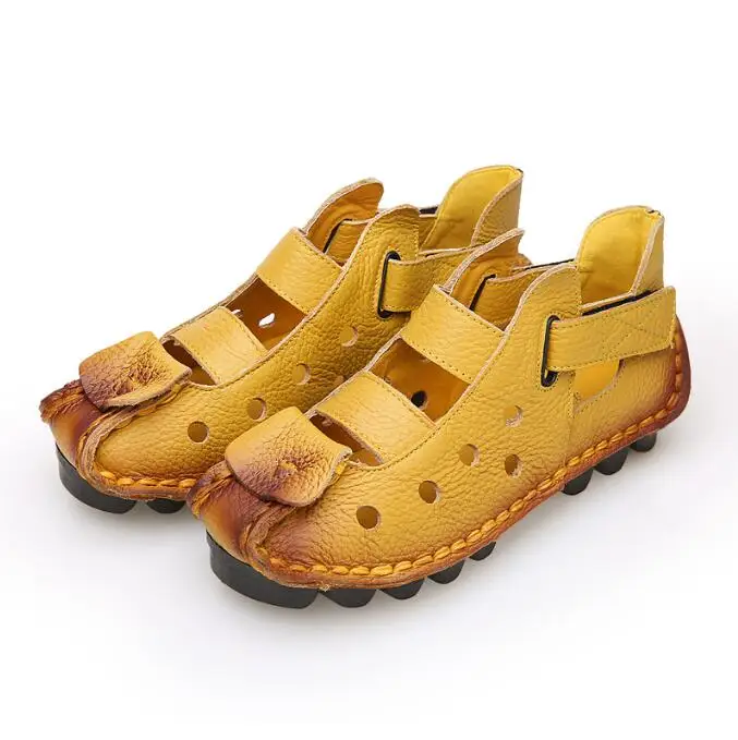 

2025 Summer New Soft Bottom Flat Leather Shoes Personality Casual Women Sandals Vintage Handmade Sandals For spring