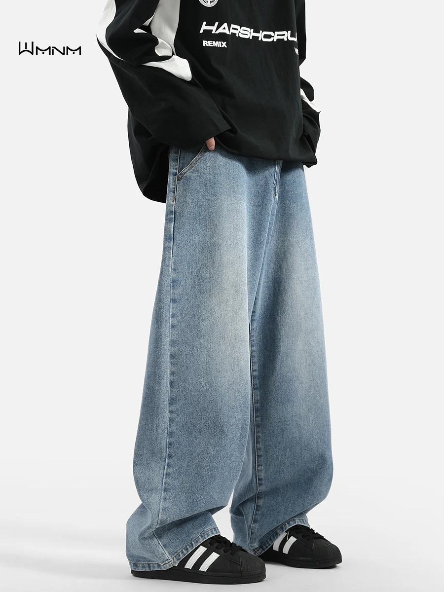 

American Retro Men's Wide Leg Jeans High Waist Long Pants Cotton Polyester Regenerated Cellulose Fiber Straight Loose Fit