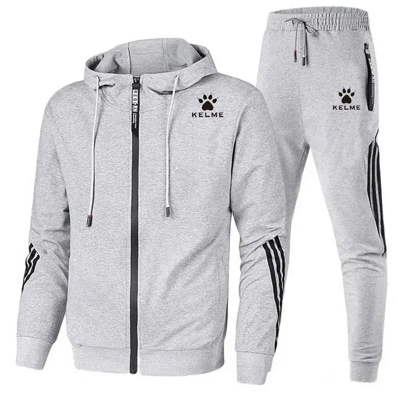 2024brand Kelme men\'s handsome zipper hoodie set 2PCs high quality casual sweatpants fashion sport men M-XXXL tracksuit men