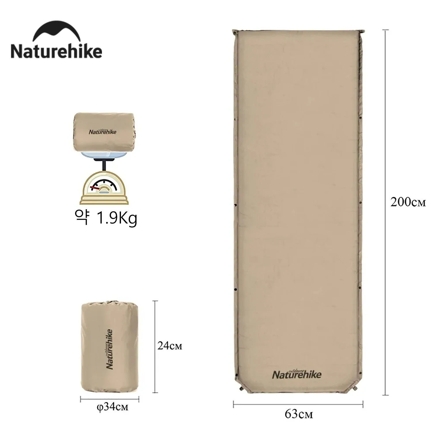 Naturehike Camping Self Air Mattress Folding Waterproof 5cm Thicken Self Inflating Sleeping Mat Hiking Air Bed Camping Mat