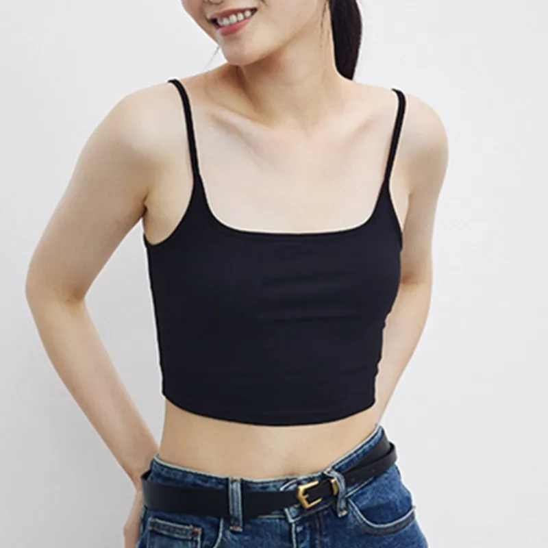 

Women Crop Tops Seamless Spaghetti Underwear Sexy Tanks Top Female Summer Cropped Adjusted Strap Camis Backless Ribbed Camisole